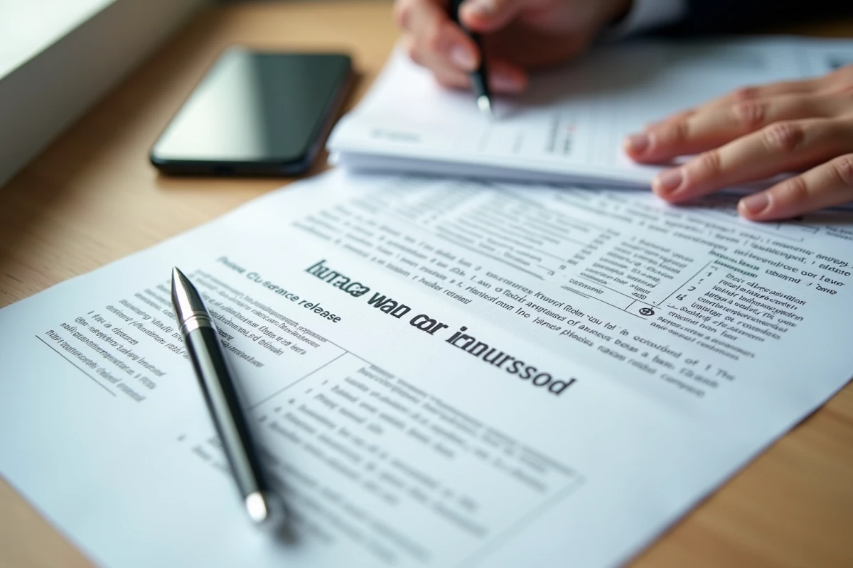 Documents d'assurance auto et rapport de reprogrammation moteur sur un bureau, symbolisant les risques juridiques et assurantiels en cas d'accident