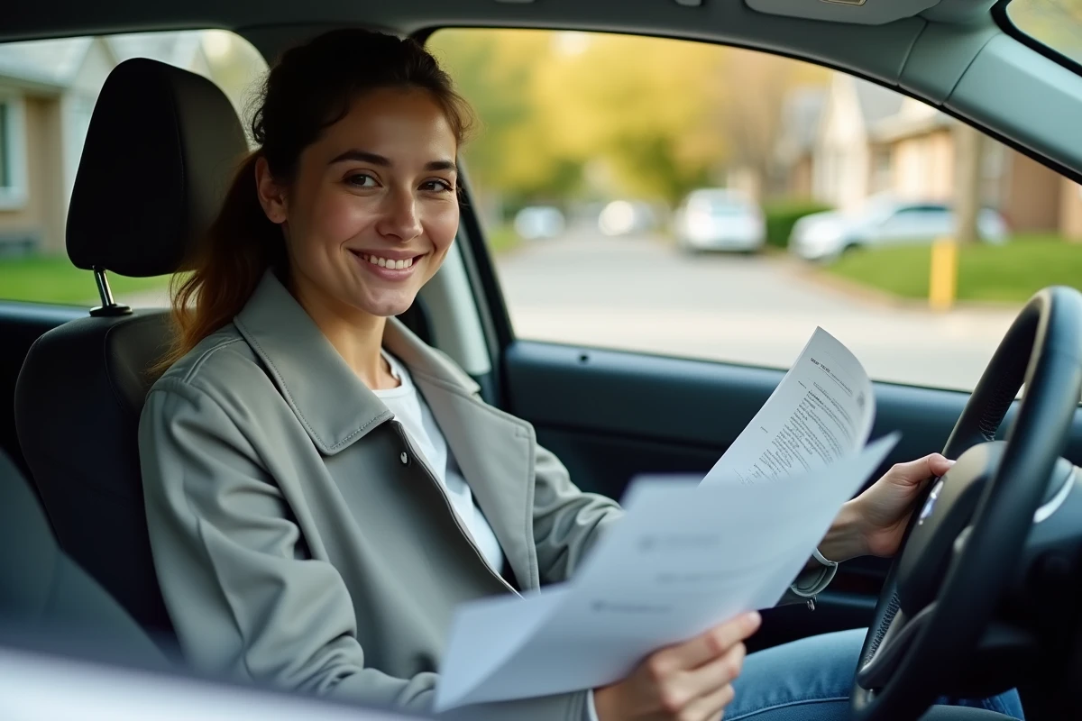 Jeune femme vérifiant ses documents d