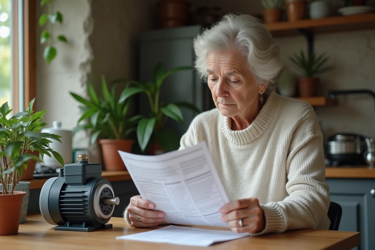 Femme inspectant un moteur électrique à la maison
