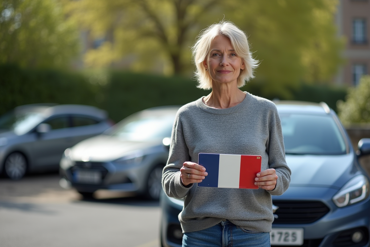 Femme comparant anciennes et nouvelles plaques d