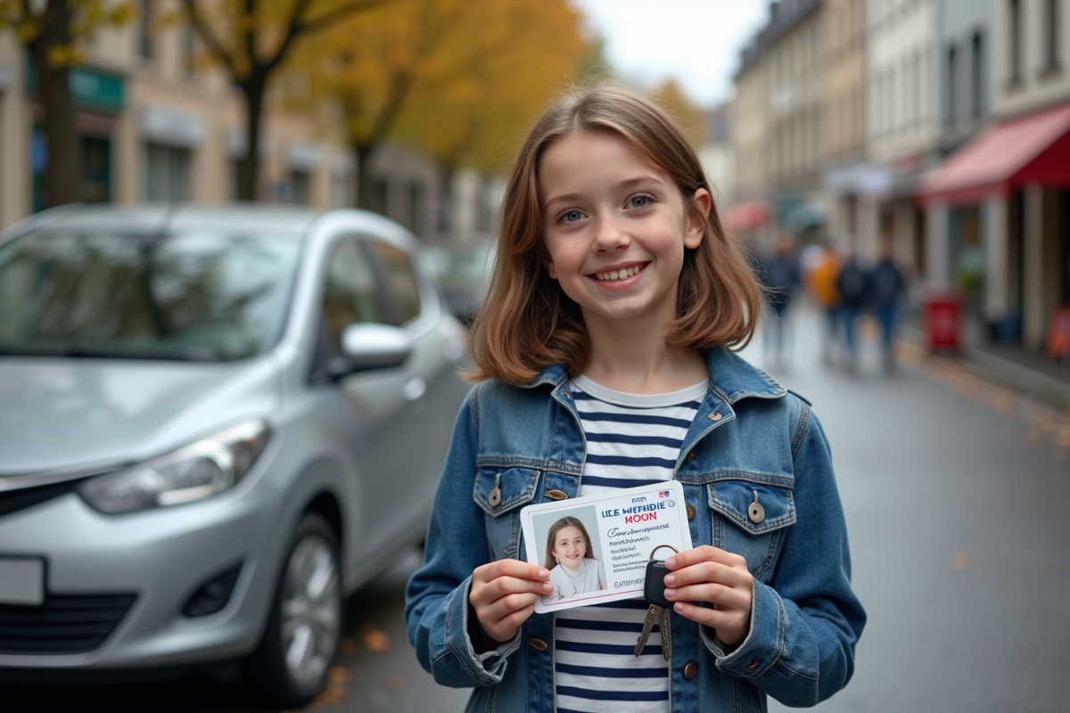 Fille avec clés et permis près d