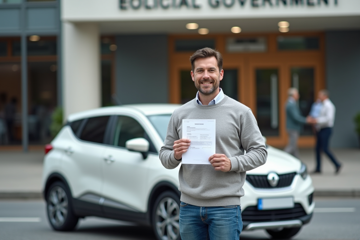 Homme souriant avec certificat d