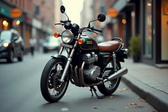 Honda CB 900 d'occasion garée en milieu urbain, vue trois quarts révélant l'état général de la moto sur le marché de l'occasion