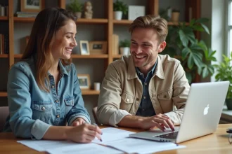 Jeune homme souriant avec sa mère pour assurance auto