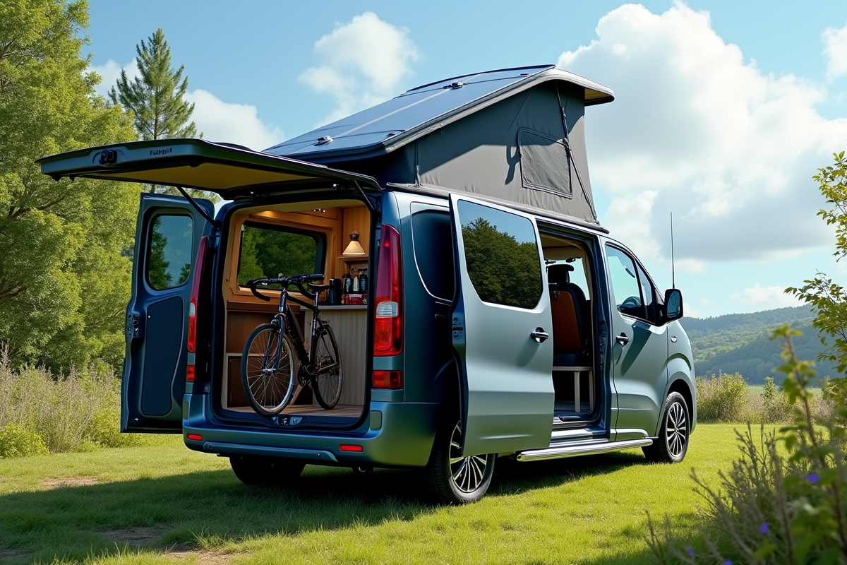 Peugeot Expert en nature avec cuisine et équipement de camping