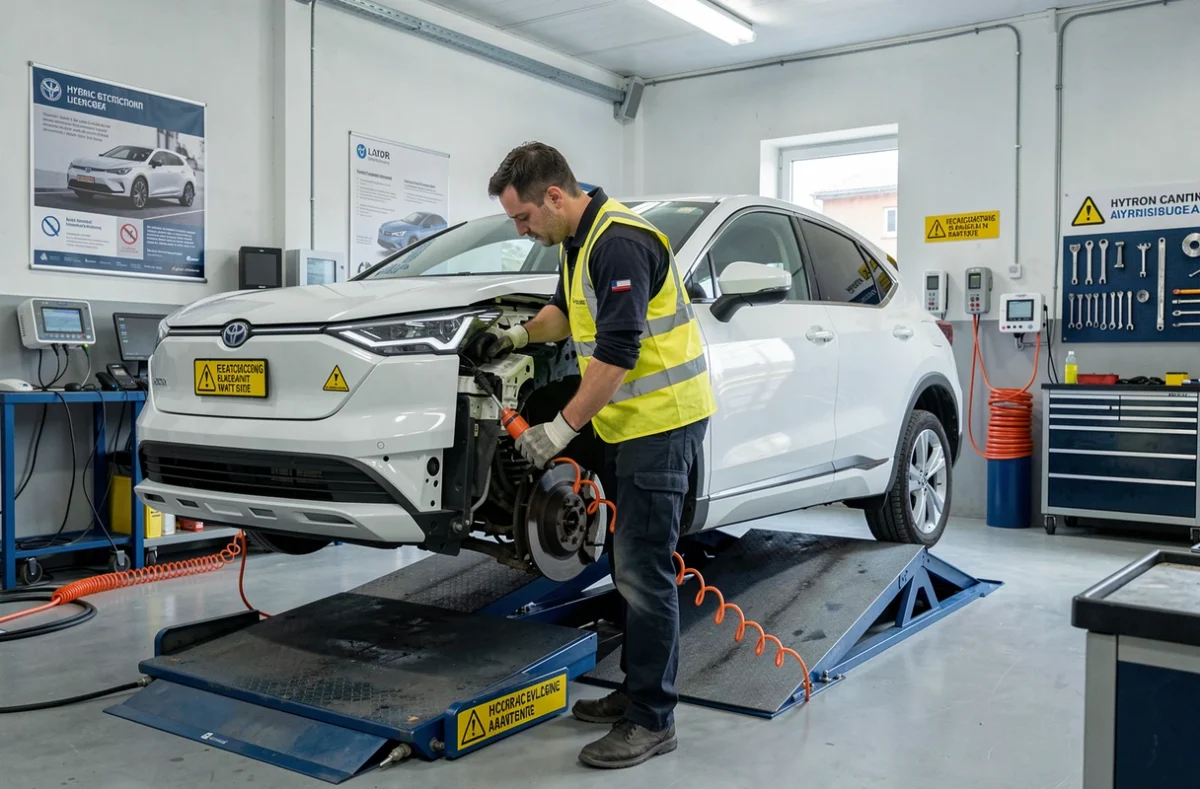 Technicien de RS Auto Hybride spécialisé dans la carrosserie des véhicules hybrides et électriques en Île-de-France